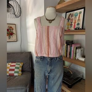 a.n.a NWT Pink and Brown Striped crop tank Top